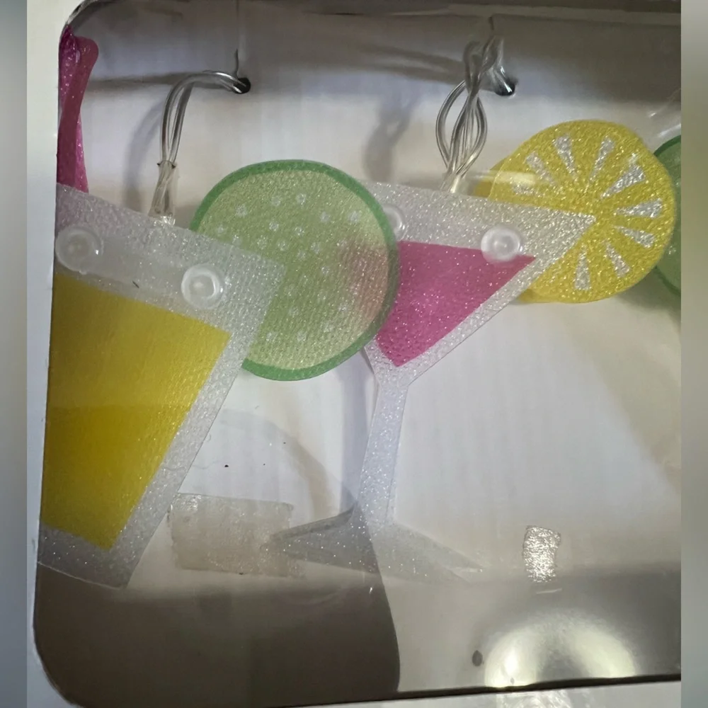 NIB 12 Ft Themed drink glass String Lights w/Hanging Clips, 20 LEDs w remote